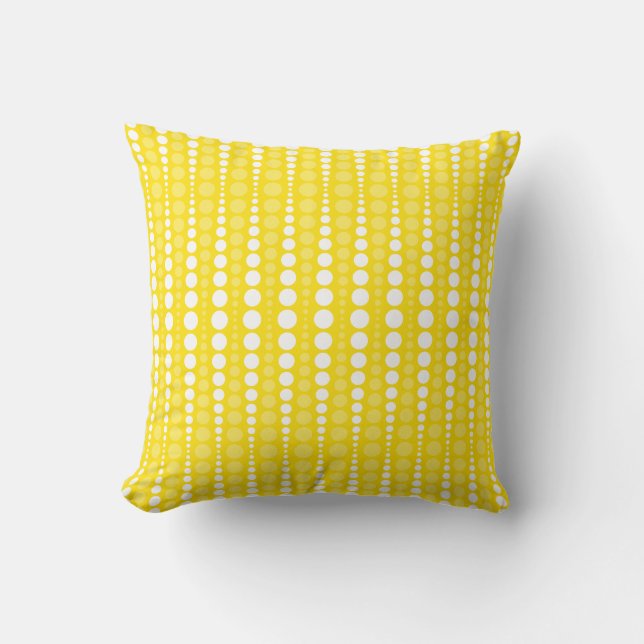 Coussin Vivid Yellow and White Polkadots Throw Pillow (Recto)