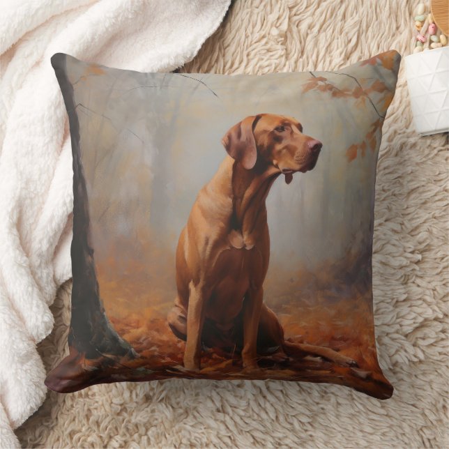 Coussin Vizsla à l'automne Feuilles automne Inspire (Couverture)