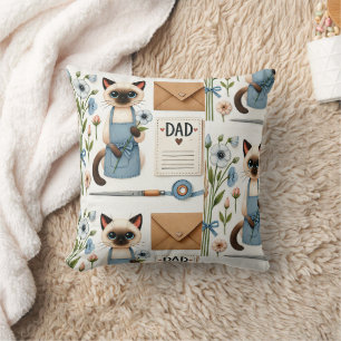 Coussin Voeux de Fête des pères Amoureux des chats pour le