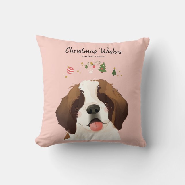 Coussin Voeux de Noël et baisers de chiens (Recto)