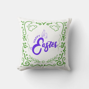 Coussin vœux de Pâques oreilles de lapin
