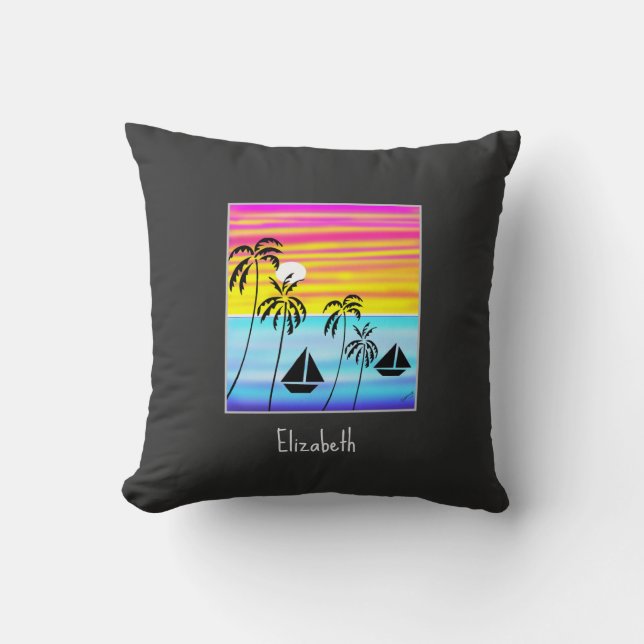 Coussin Voile Tropicale magnifique et mignonne (Recto)