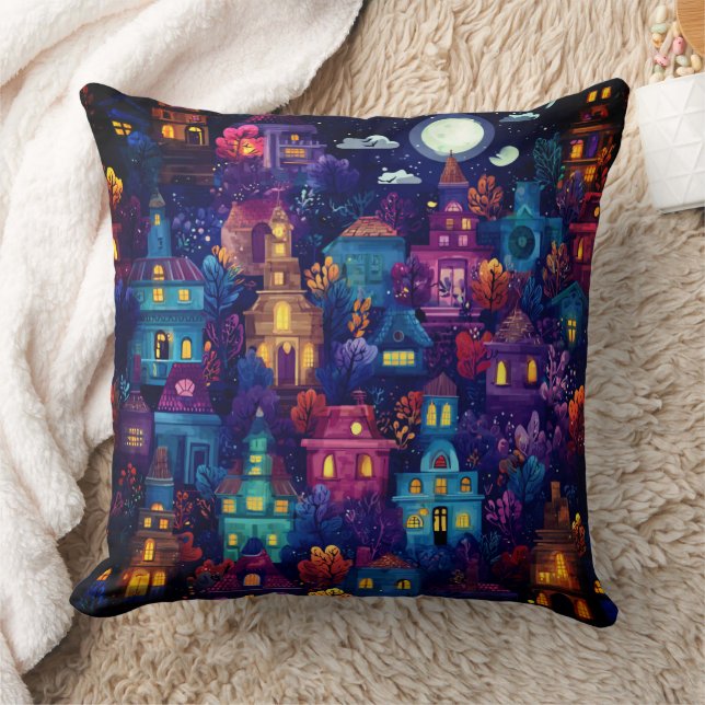 Coussin Voisinage de la saison éffrayante à la nuit (Couverture)