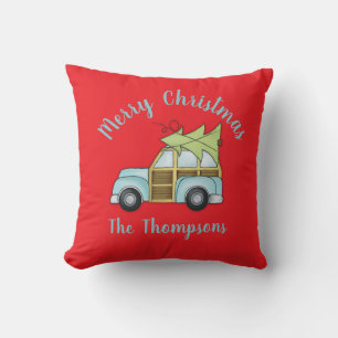 Coussin Voiture avec sapin de Noël