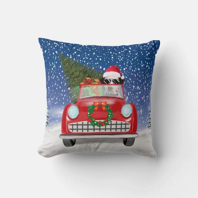 Coussin Voiture De Conduite De Chien Dalmatien En Noël De  (Recto)