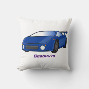Coussin Voiture de sport bleue avec illustration d'aileron