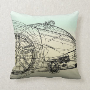 Coussin voiture de sport de 3D Wireframe