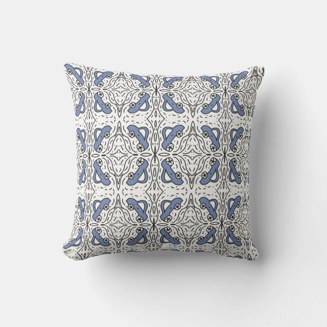 Coussin Voiture Doodle Motif Bleu Noir Enfants Bébé (Recto)