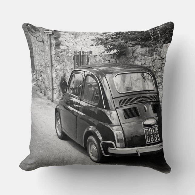 Coussin Voiture FIAT 500 en noir et blanc (Recto)
