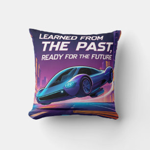 Coussin Voiture volante futuriste avec citation inspirante