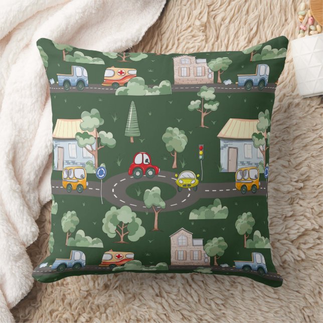 Coussin Voitures mignonnes en Ville Motif pour Little Boys (Couverture)