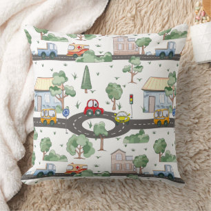 Coussin Voitures mignonnes en Ville Motif pour petits garç
