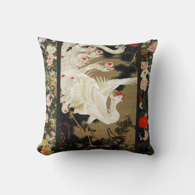 Coussin VOL AMOUR PHOENIX, Plumes, Coeurs Floral (Recto)