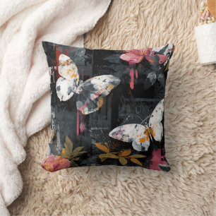 Coussin Vol de papillon abstrait vibrant (3)