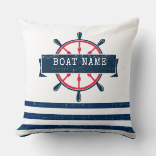 Coussin Volant de bateau nautique, rayures bleu marine