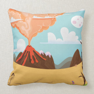 Coussin Volcan de dessin animé en éruption
