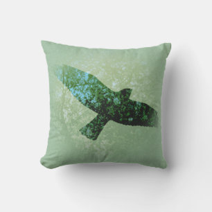 Coussin Voler un oiseau noir transparent Green Tree Tops