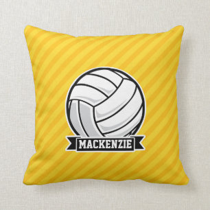 Coussin Volley-ball sur rayures jaunes