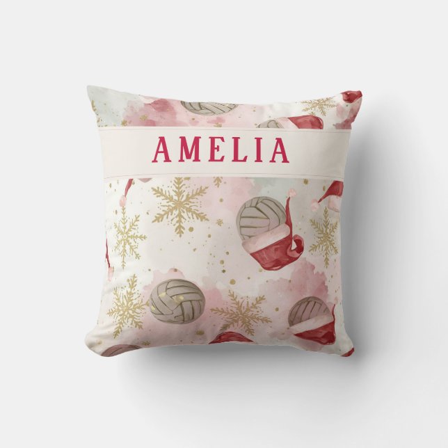 Coussin Volleyball Santa Hat Name Christmas   (Recto)