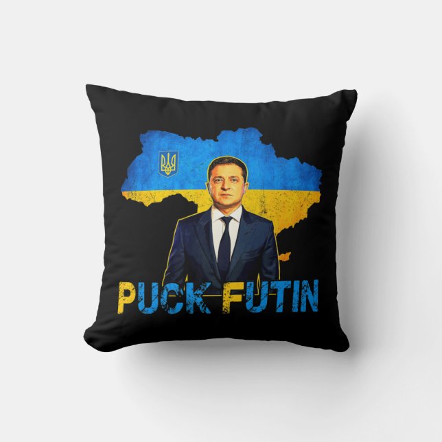 Coussin Volodymyr Zelensky Puck Futin Mème Je Me Trouve Av (Recto)