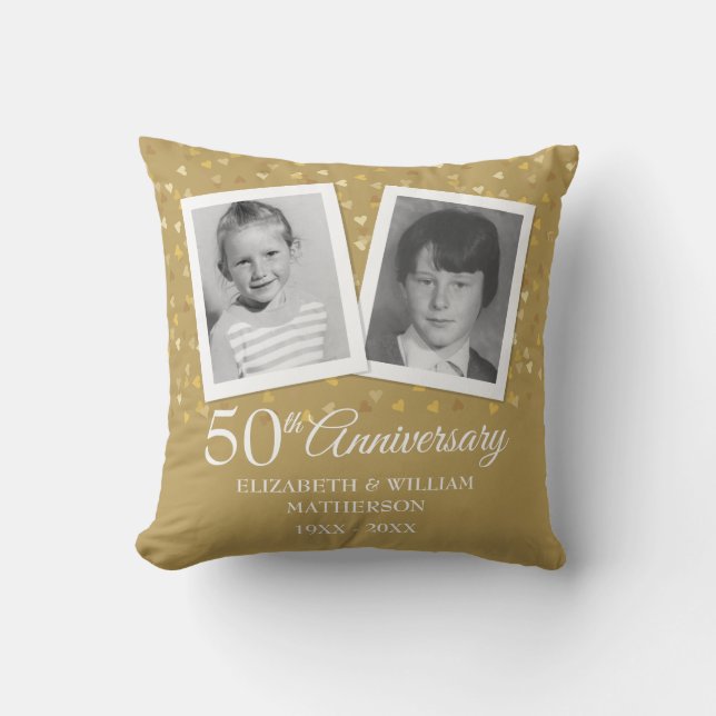 Coussin Vos photos d'enfance 50e anniversaire d'or (Recto)