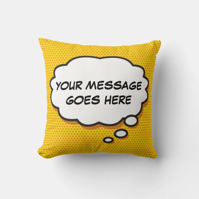 Coussin Votre bulle de pensée de message drôle rétro bande (Recto)
