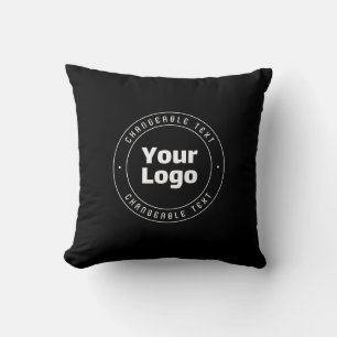 Coussin Votre logo et modèle de texte modifiable   Noir et