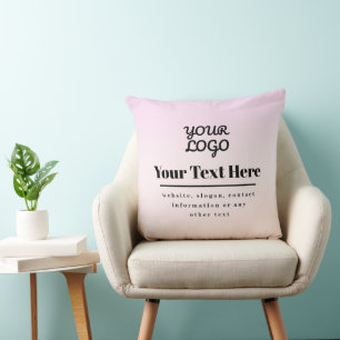 Coussin Votre logo et texte Ombré rose et pêche