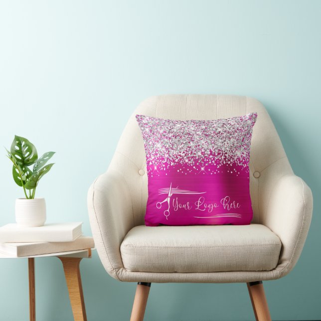 Coussin Votre Logo Parties scintillant Argent Chaud Rose G (Chaise)