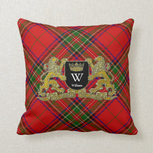 Coussin Votre manteau des bras monogramme et tartan