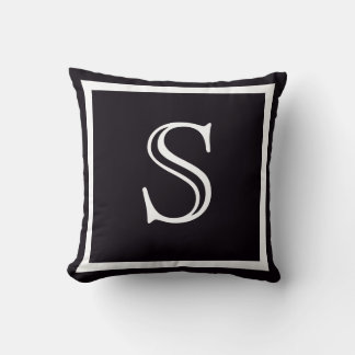 Coussin Votre monogramme personnalisé bleu foncé violet