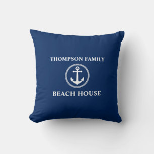 Coussin Votre nom Beach House Sea Ancre Blue