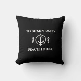Coussin Votre nom Beach House Seahorse Ancre Black sh0a