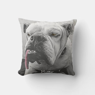 Coussin Votre nom de familier, yeux et langue noirs blancs