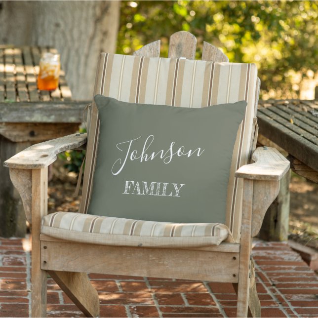 Coussin Votre Nom De Famille Personalisé Chive Green (Chaise)