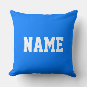 Coussin Votre nom Texte Sportif Athlétique Sur Fond Bleu C
