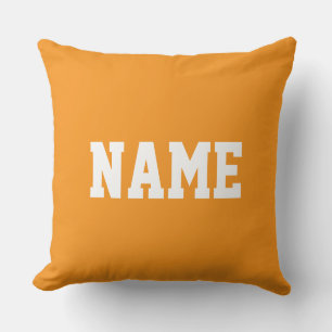 Coussin Votre nom Texte Sportif Athlétique Sur Fond Orange