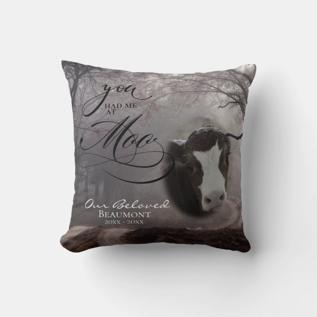 Coussin Votre photo de vache Sympathie Vous m'avez eue à M (Recto)