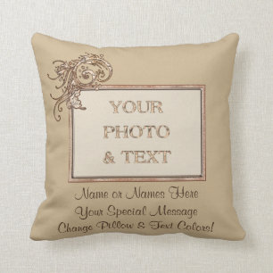 Coussin Votre photo et 2 carreaux personnalisés par texte