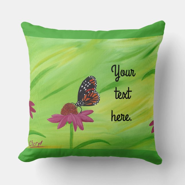 Coussin Votre texte, ou Aucun texte Monarch Butterfly Cous (Recto)