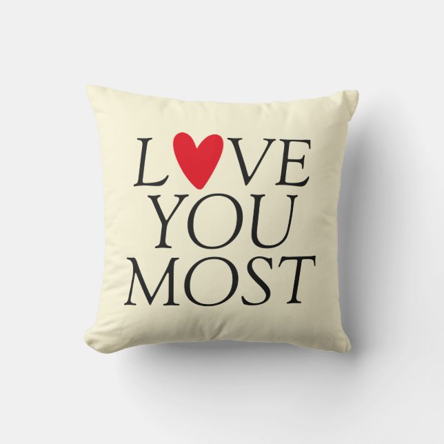 Coussin "Vous aimez le plus" Coeur rouge personnalisé (Recto)