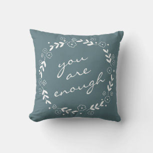 Coussin Vous Êtes Assez Citer Gris Turquoise Floral Wreat