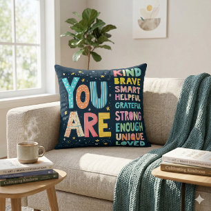 Coussin Vous êtes des affirmations lumineuses lettrage à l