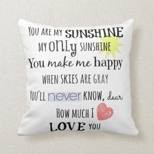 Coussin Vous êtes ma Sunshine Word Art Typographie