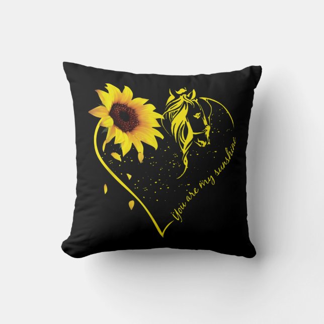 Coussin Vous Êtes Mon Sunshine Tournesol Et Cheval (Recto)