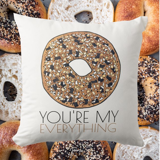 Coussin Vous êtes My Everything Bagel Petit déjeuner Amour (You're My Everything Bagel Pillow)