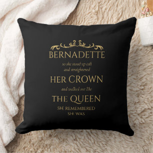 Coussin Vous Êtes Queen Elegant Moderne Typog Black Gold N