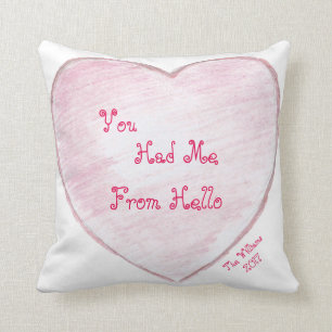 Coussin Vous m'avez eu bonjour du coeur de papier