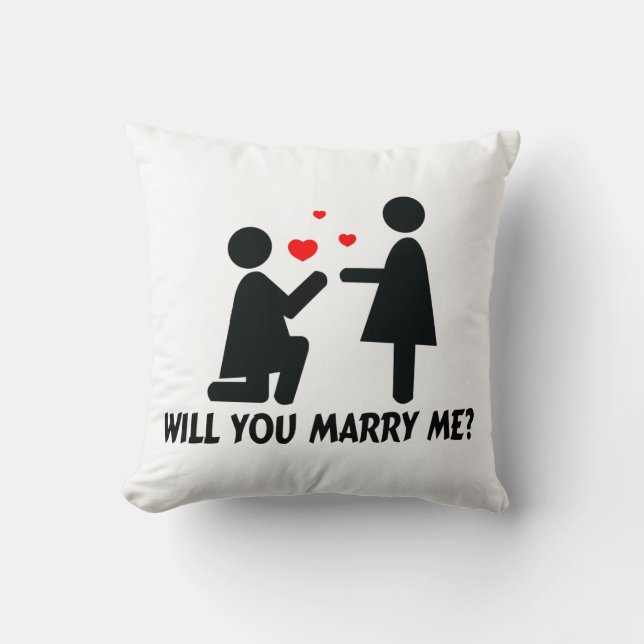 Coussin Vous m'épouserez avez plié la femme de genou et la (Recto)