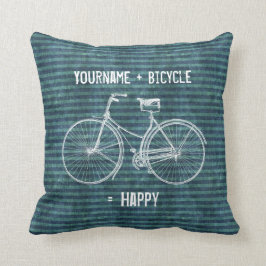 Coussin Vous plus la bicyclette égale le vert bleu antique